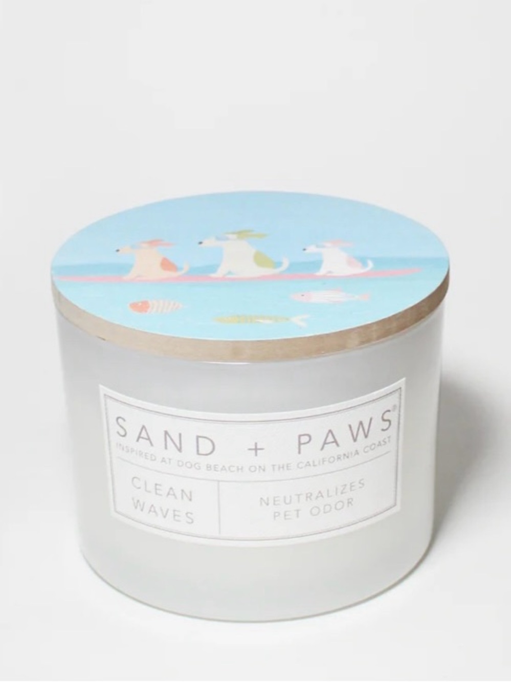 Sand + Paws 3 Surf Dogs “Clean Waves” 12 oz Scented Candle Neutralizes Pet Odor